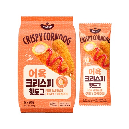 DELIEF Fish Sausage Crispy Corndog (F) 80g x 5p x 12 EU certified Korean food wholesale product image