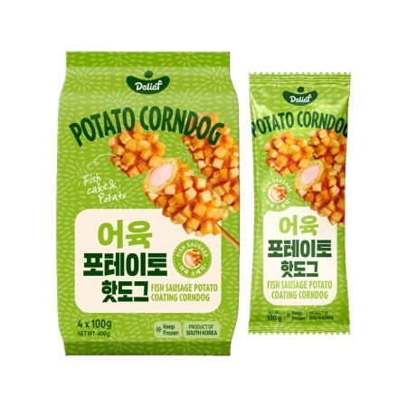 DELIEF Fish Sausage Potato Coating Corndog (F) 100g x 4p x 12 EU certified Korean food wholesale product image