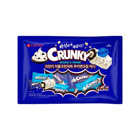 LOTTE CRUNKY DOUBLE CRUNCH BAR COOKIE & CREAM MINI 363g Korean food wholesale product image