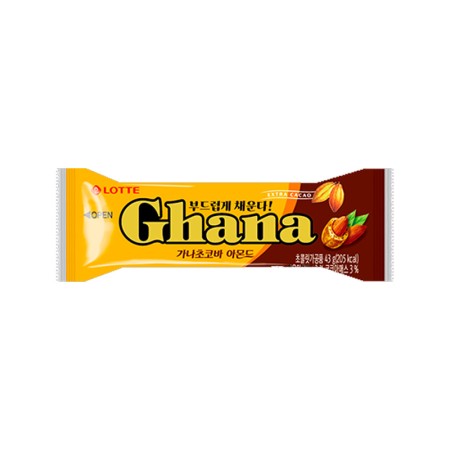 LOTTE GHANA CHOCO BAR ALMOND 43g Korean food wholesale product image