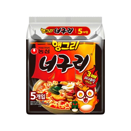NONGSHIM ANGRY RACCOON RAMEN TRIPLE SPICY 121g*5 Korean food wholesale product image